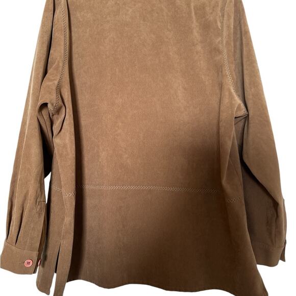 Bechamel Women Shirt Women L Brown Microfiber Button Up Fall is in the air. - Picture 8 of 14